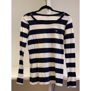 Lacoste blue and white striped long sleeve